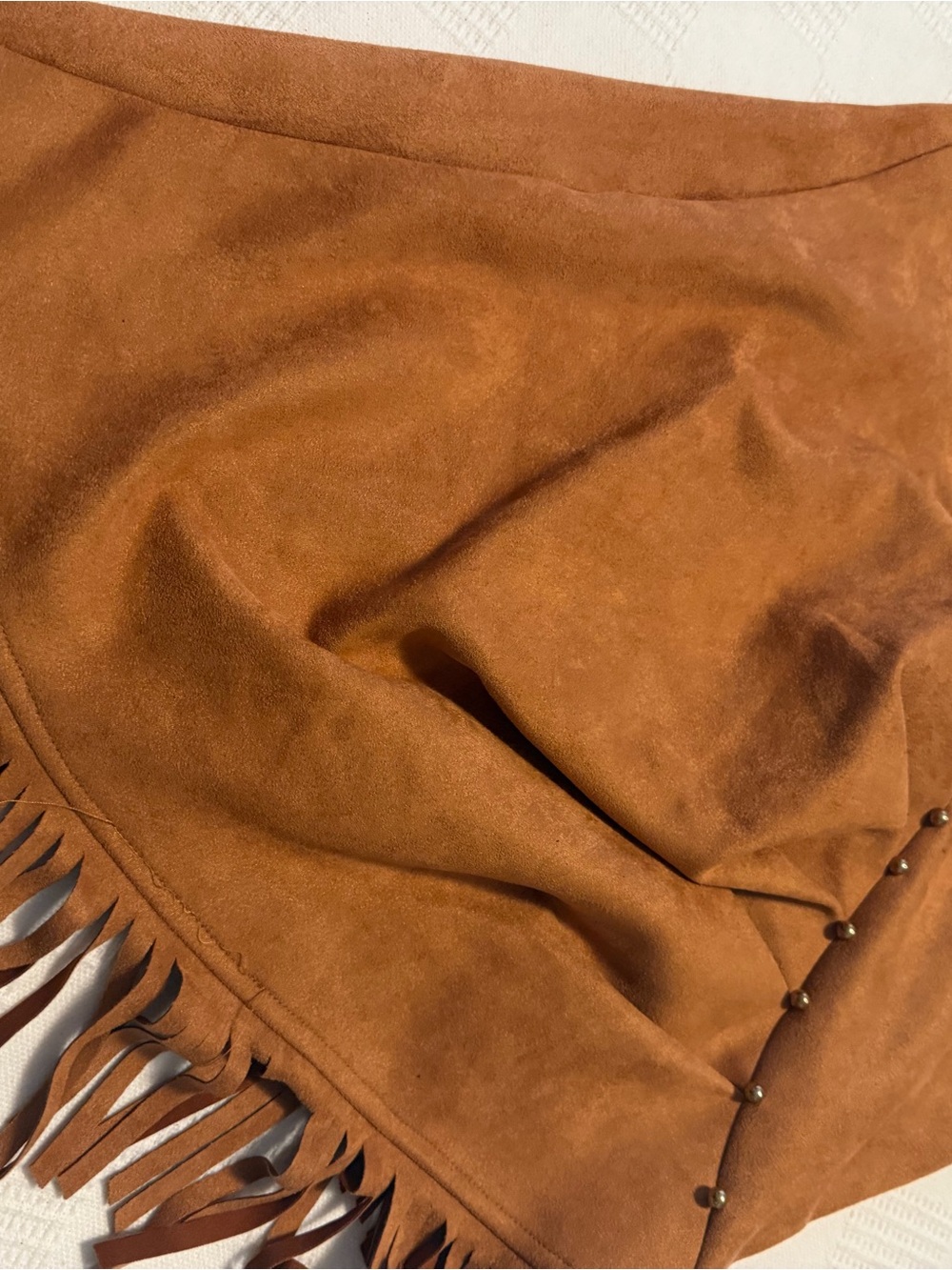 Fringe Suede Mini Skirt - Brown